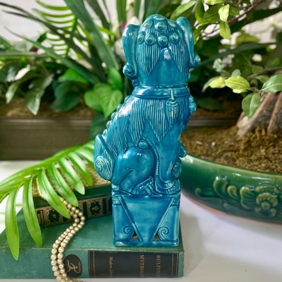 FOO Dog Statue 9 1/2", Turquoise Chinese Good Fortune Figure, Home Decor Vintage - Picture 9 of 14
